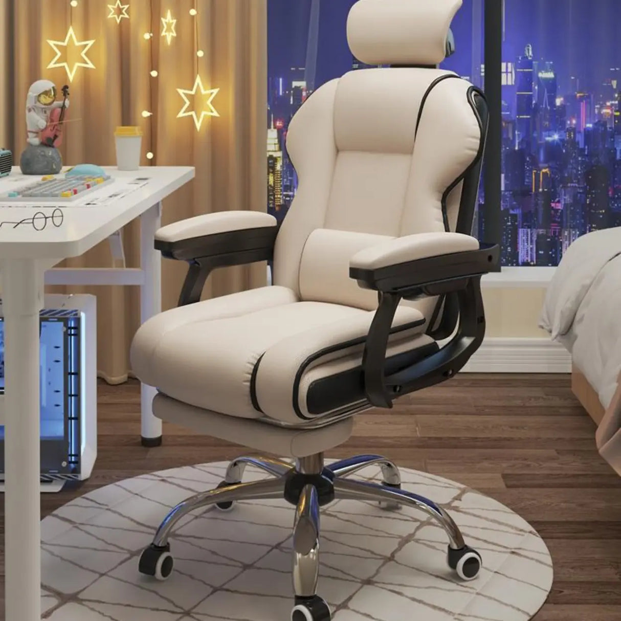 Sleek High-Back Leather Steel Adjustable Executive Chair Image - 4