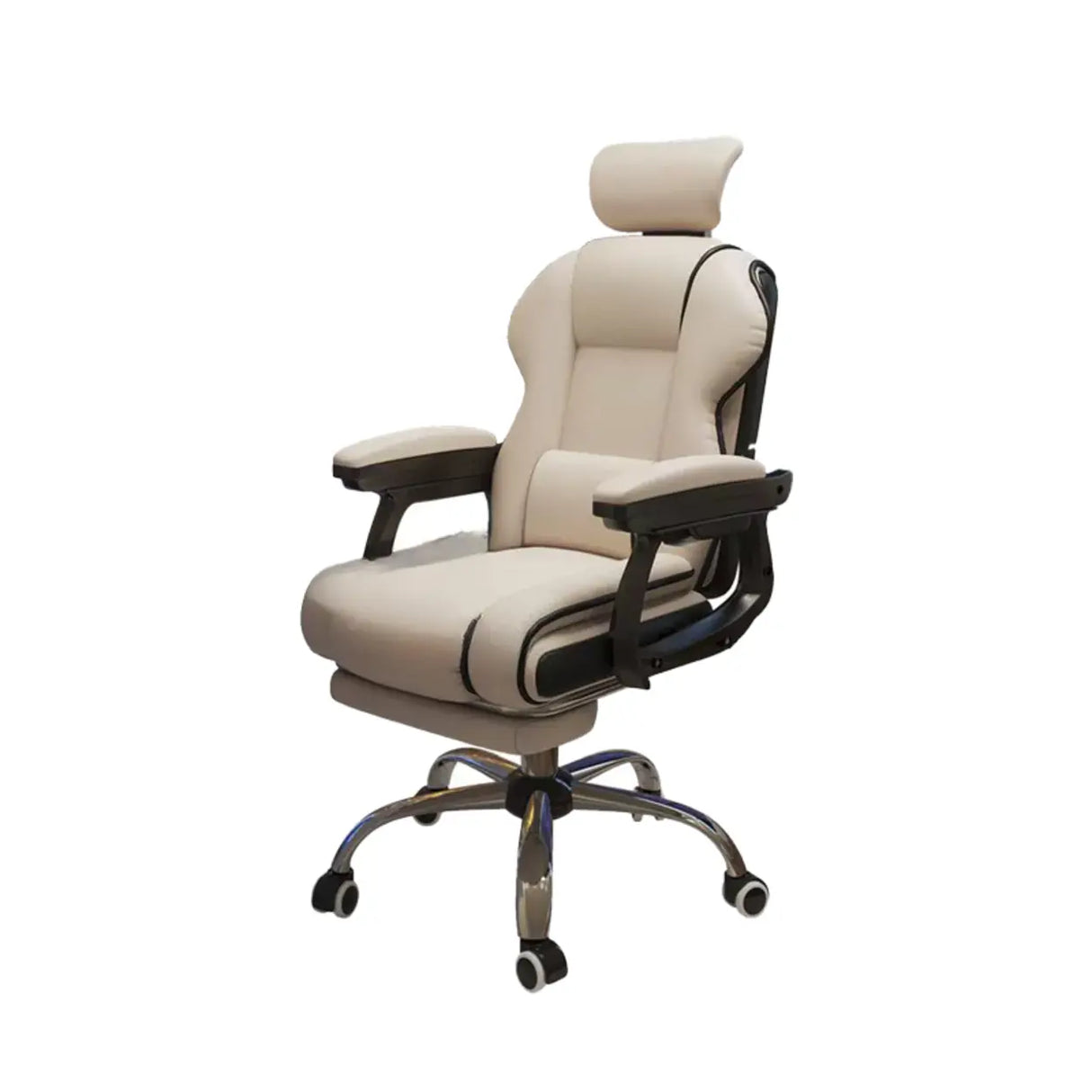 Sleek High-Back Leather Steel Adjustable Executive Chair Image - 9