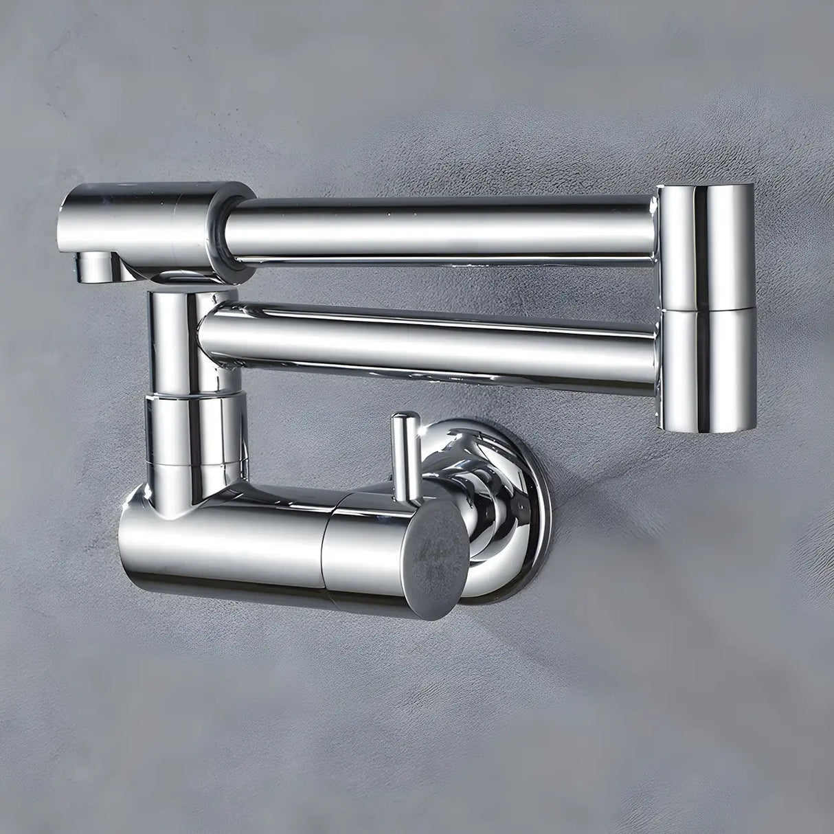 Sleek Low Arc Chrome Wall-Mounted Folding Kitchen Faucet Image - 10