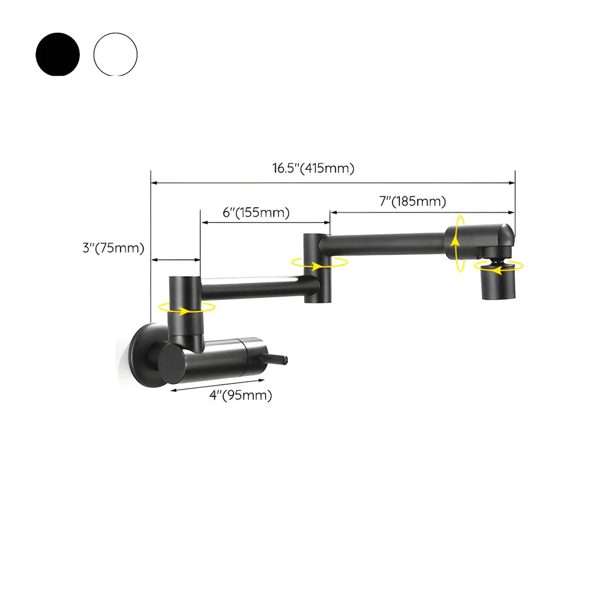 Sleek Low Arc Chrome Wall-Mounted Folding Kitchen Faucet Image - 15