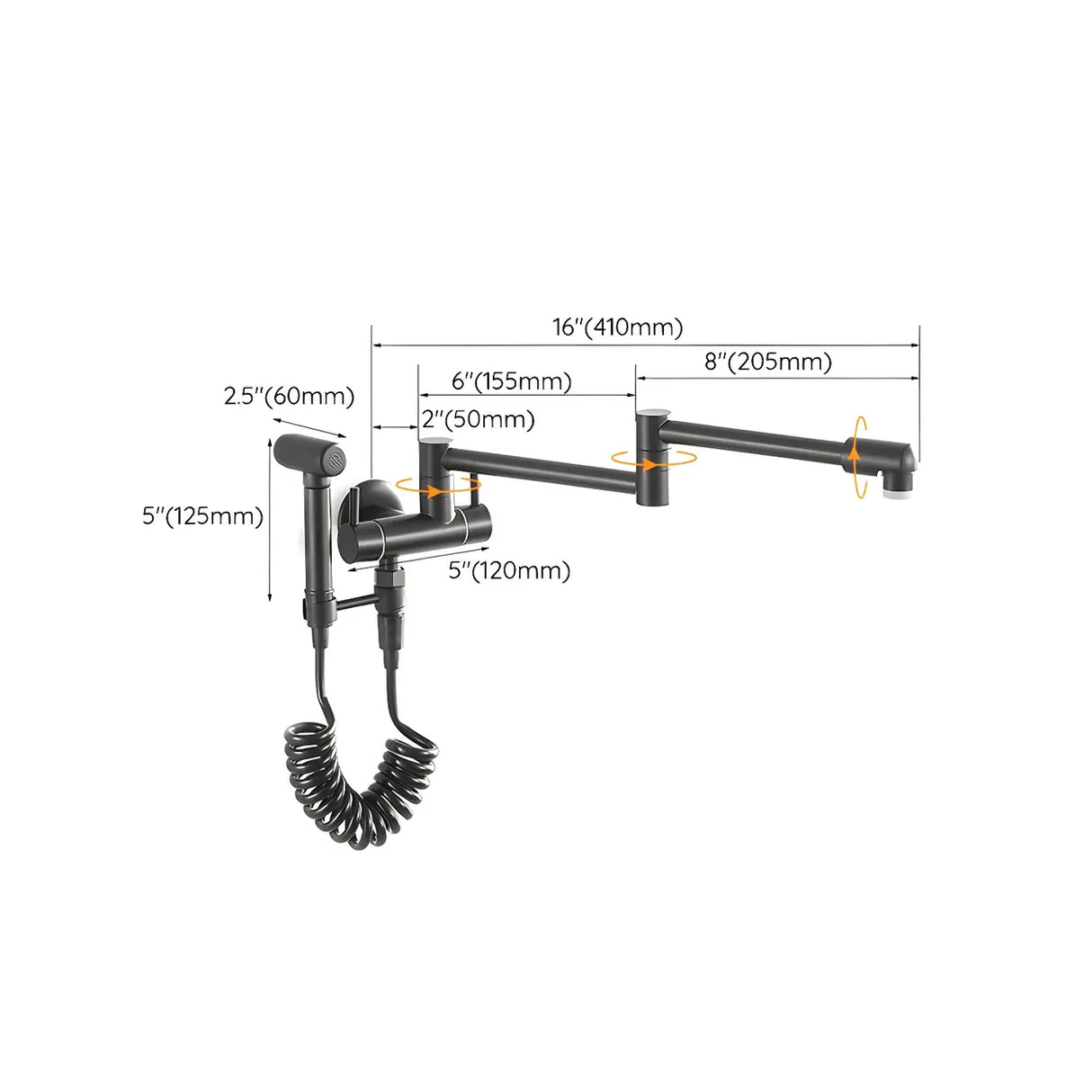 Sleek Low Arc Chrome Wall-Mounted Folding Kitchen Faucet Image - 16