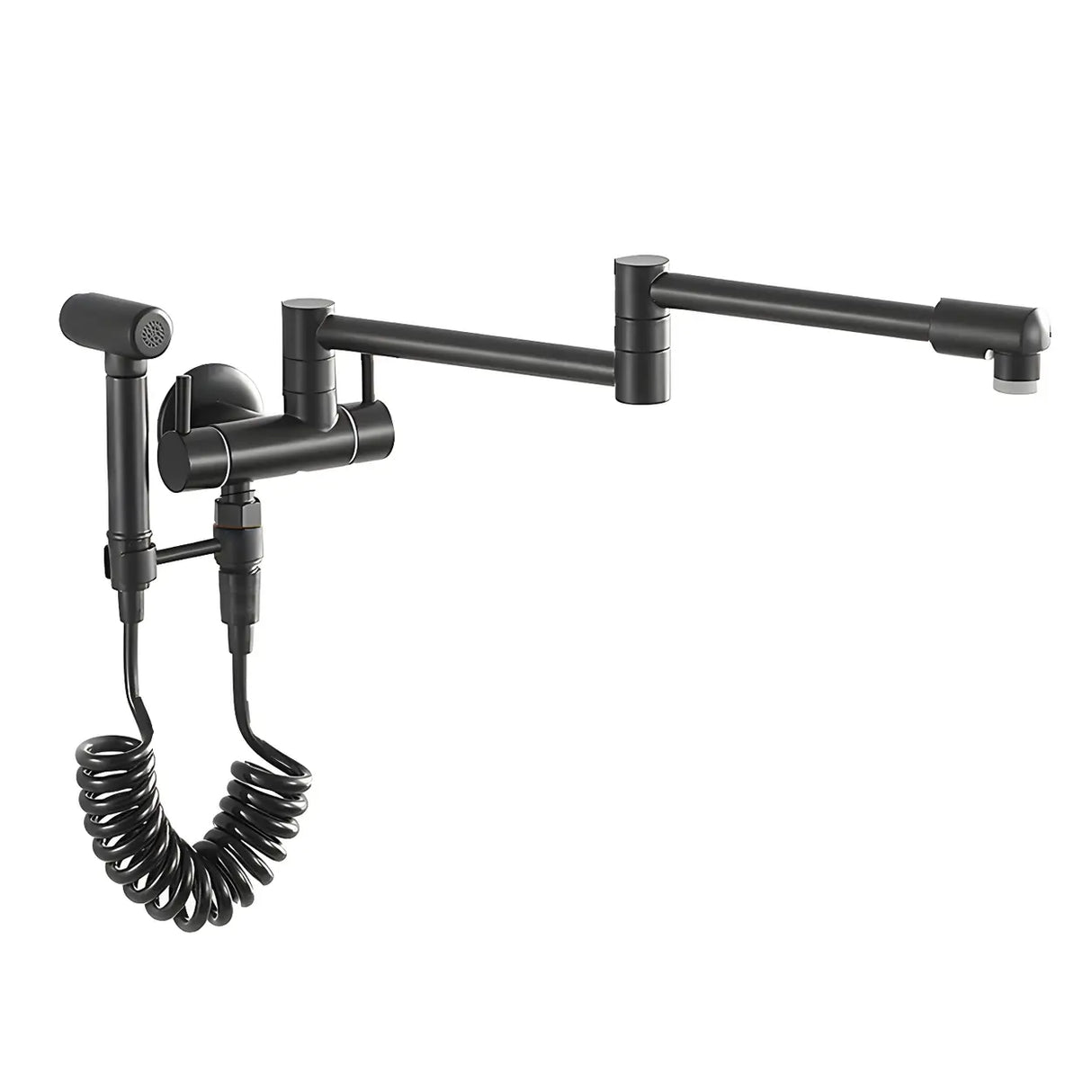 Sleek Low Arc Chrome Wall-Mounted Folding Kitchen Faucet Image - 2