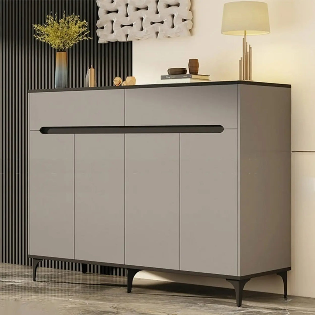 Sleek MDF Hallway White Adjustable Shoe Storage Cabinet Image - 12