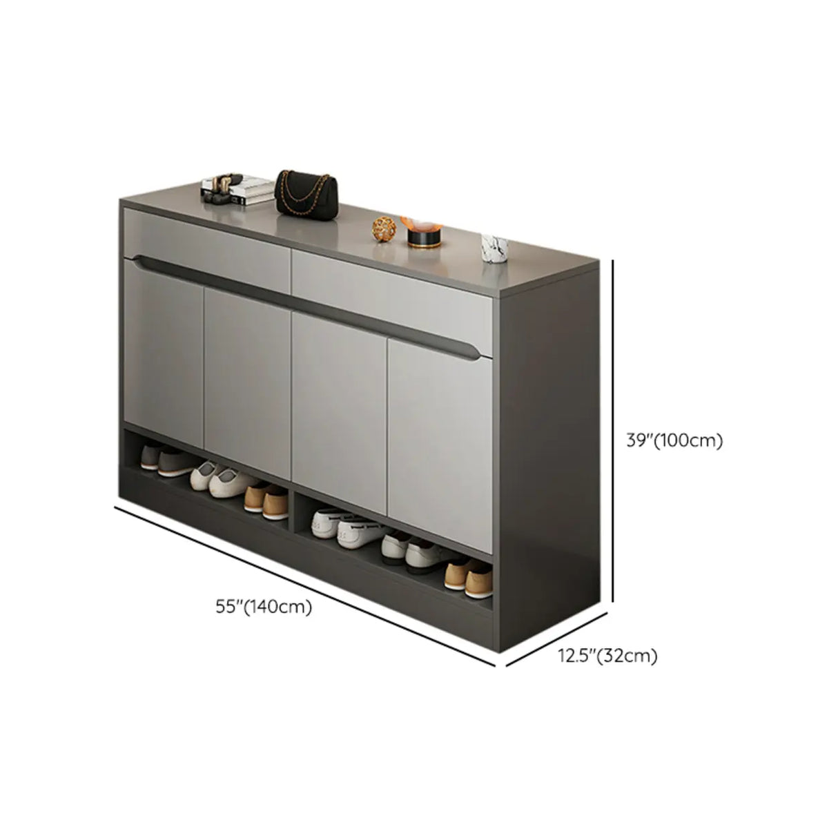 Sleek MDF Hallway White Adjustable Shoe Storage Cabinet Image - 23