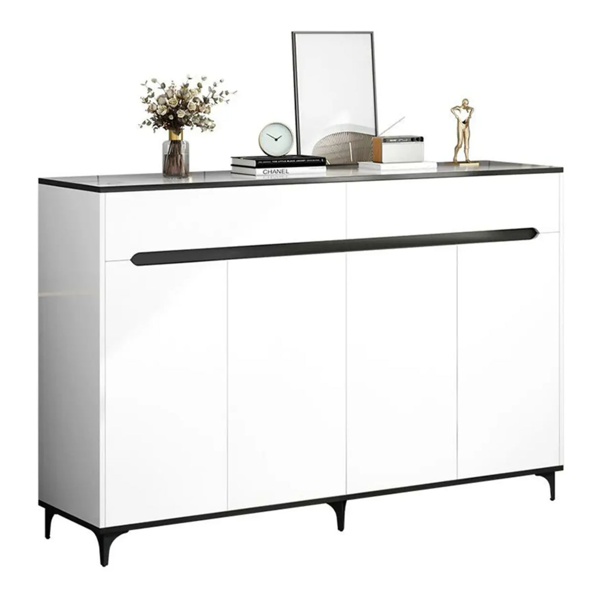 Sleek MDF Hallway White Adjustable Shoe Storage Cabinet Image - 6