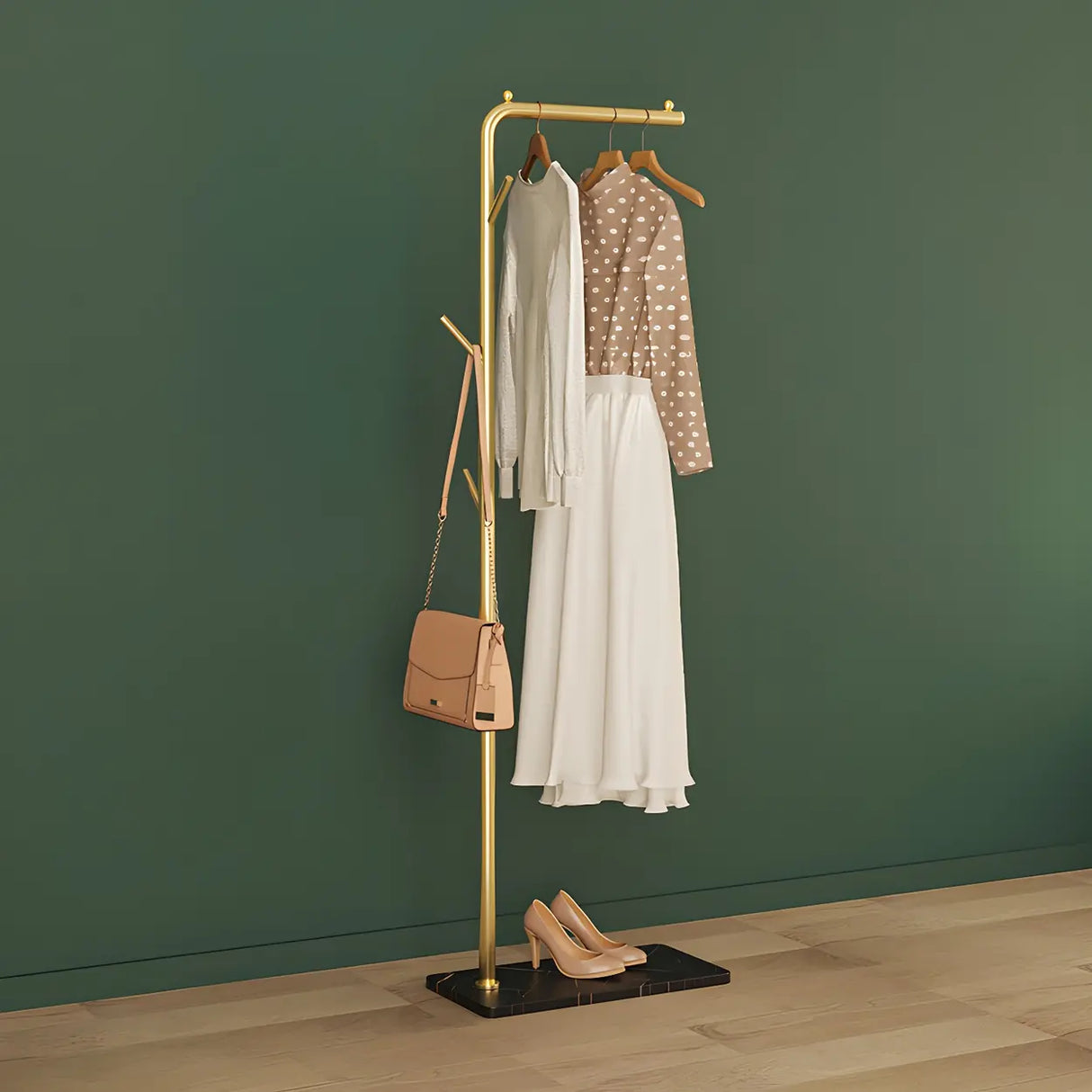 Sleek Metal Black Tall Freestanding Coat Rack with Hooks Image - 18