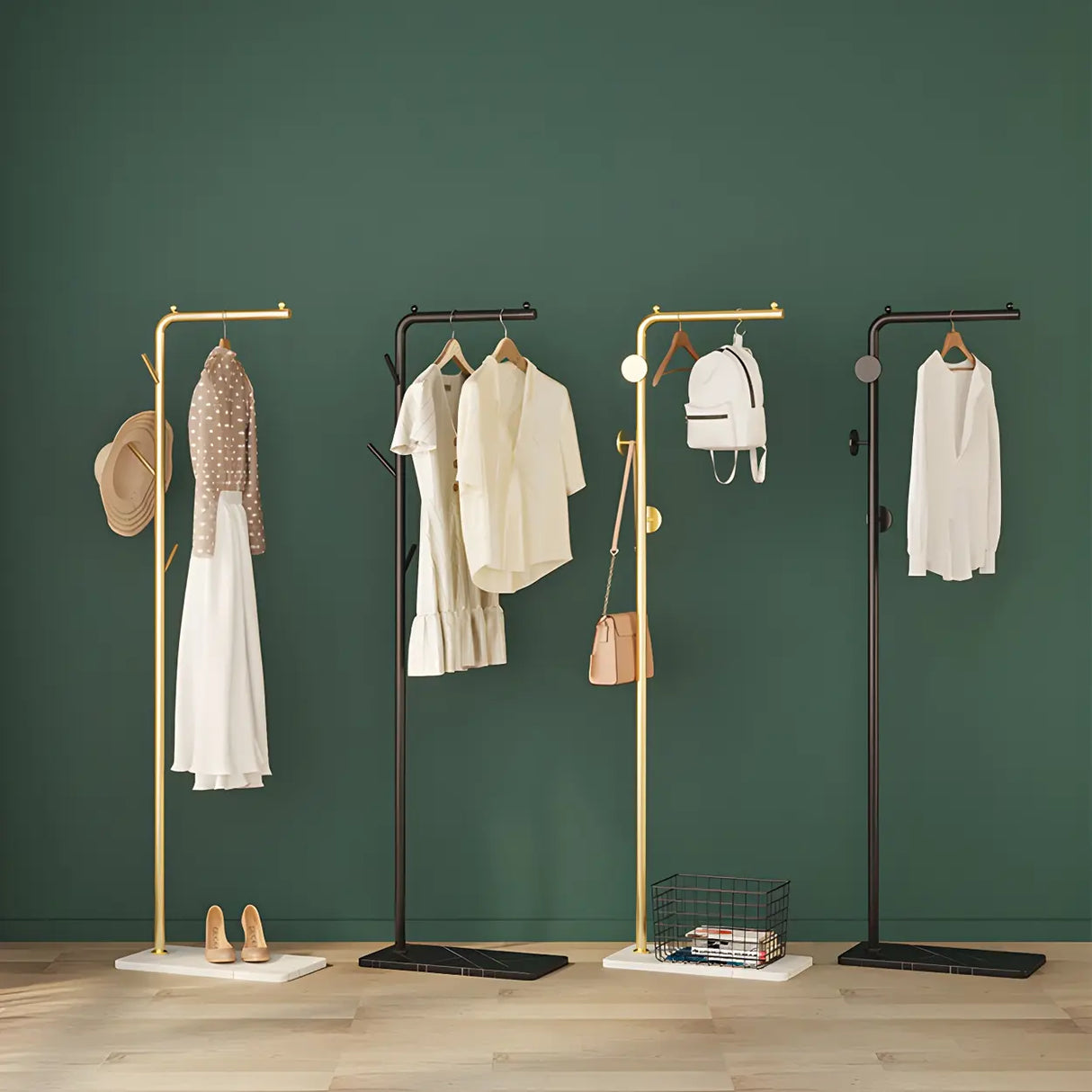 Sleek Metal Black Tall Freestanding Coat Rack with Hooks Image - 22