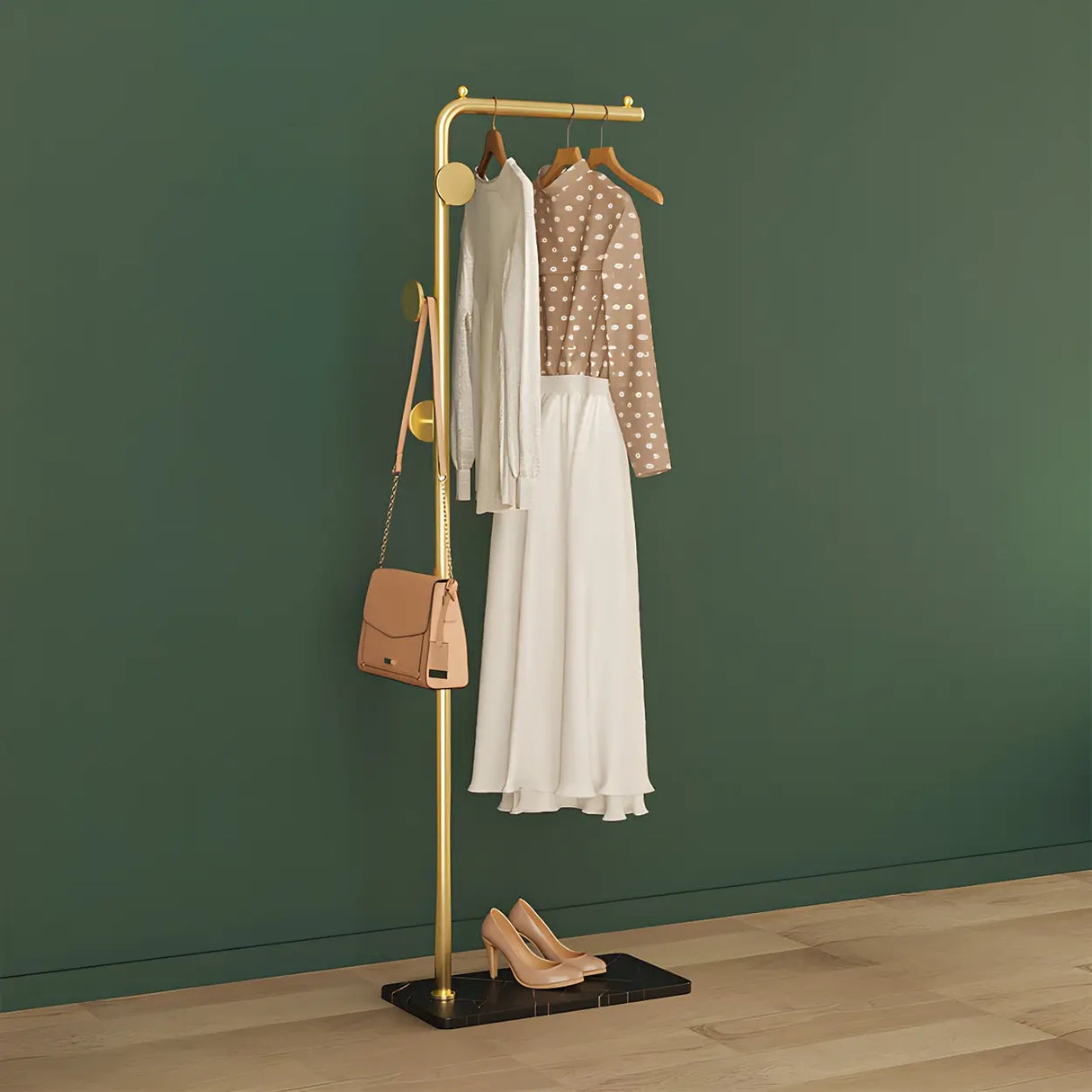 Sleek Metal Black Tall Freestanding Coat Rack with Hooks Image - 3