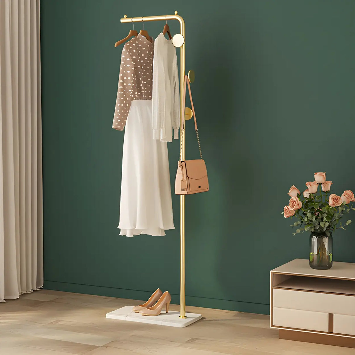 Sleek Metal Black Tall Freestanding Coat Rack with Hooks Image - 4