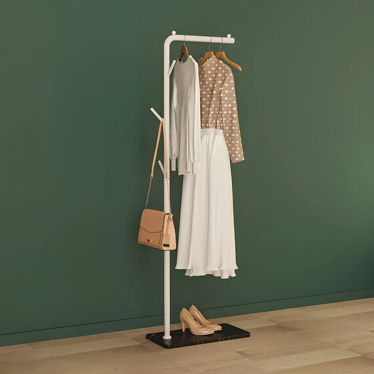 Sleek Metal Black Tall Freestanding Coat Rack with Hooks Image - 7