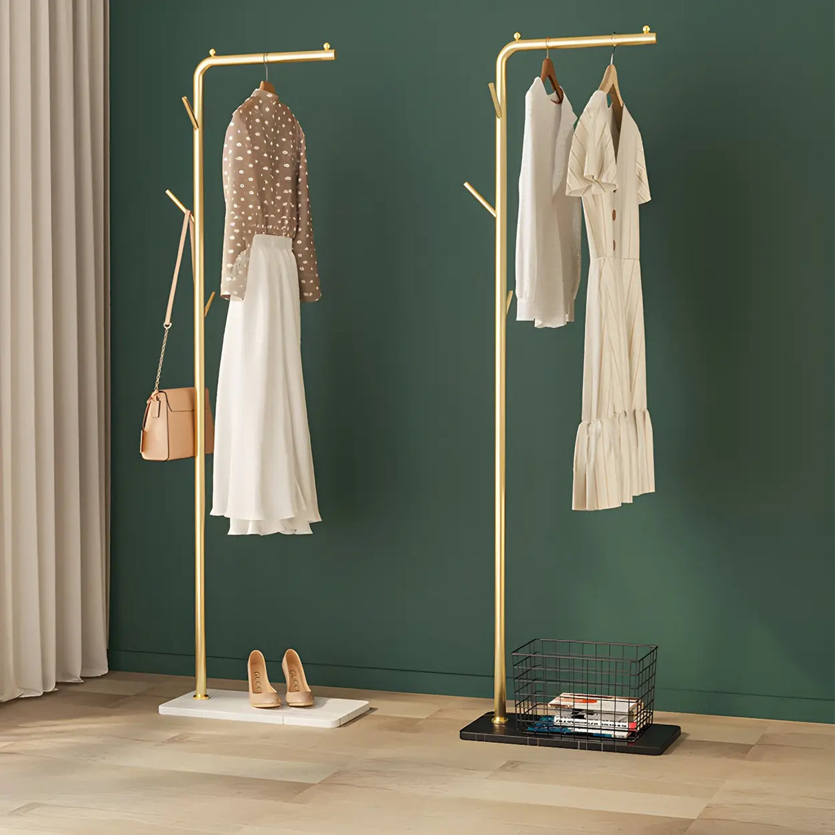 Sleek Metal Black Tall Freestanding Coat Rack with Hooks Image - 8