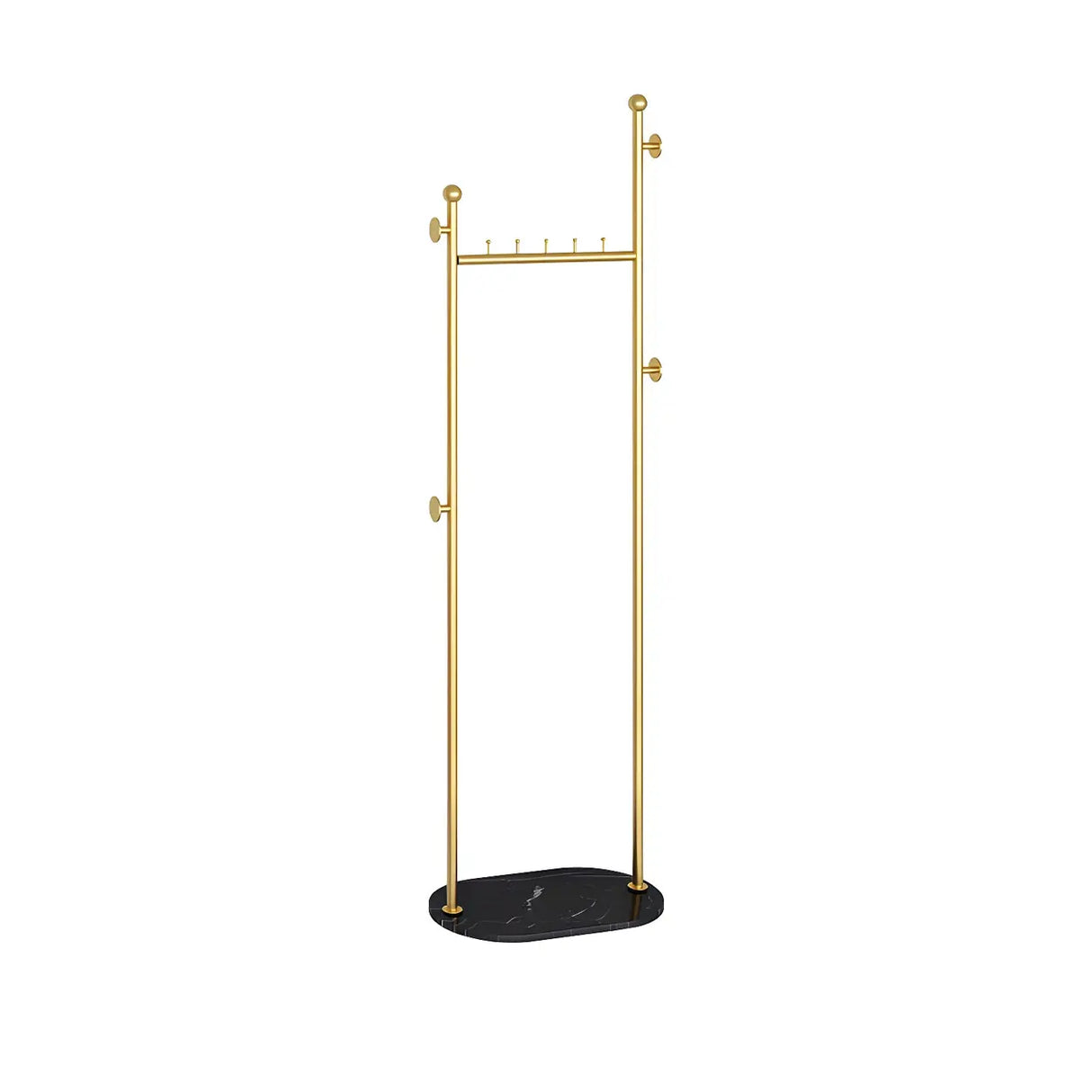 Sleek Metal Gold-White Tall Organizer Coat Rack with Shelf Image - 14