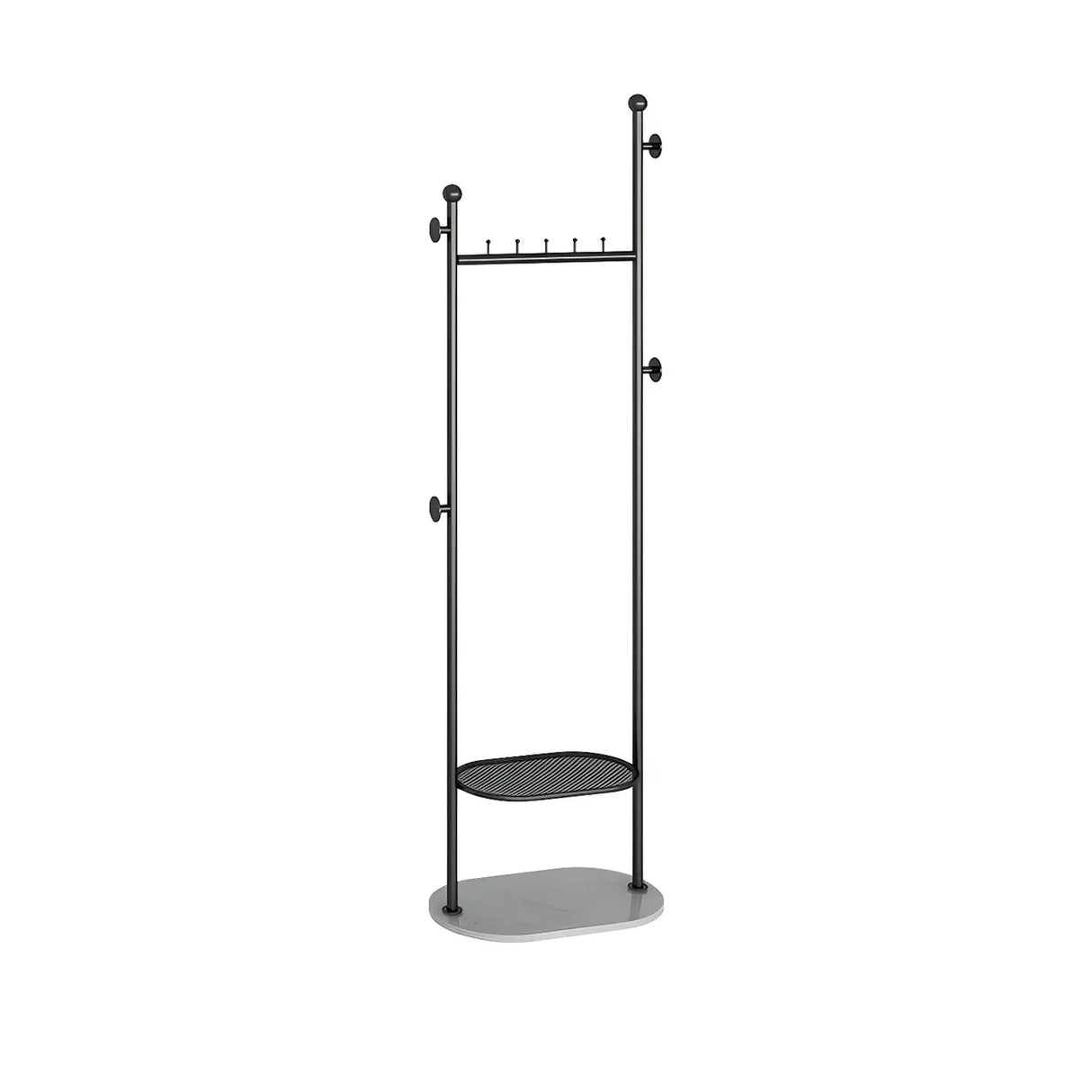 Sleek Metal Gold-White Tall Organizer Coat Rack with Shelf Image - 3
