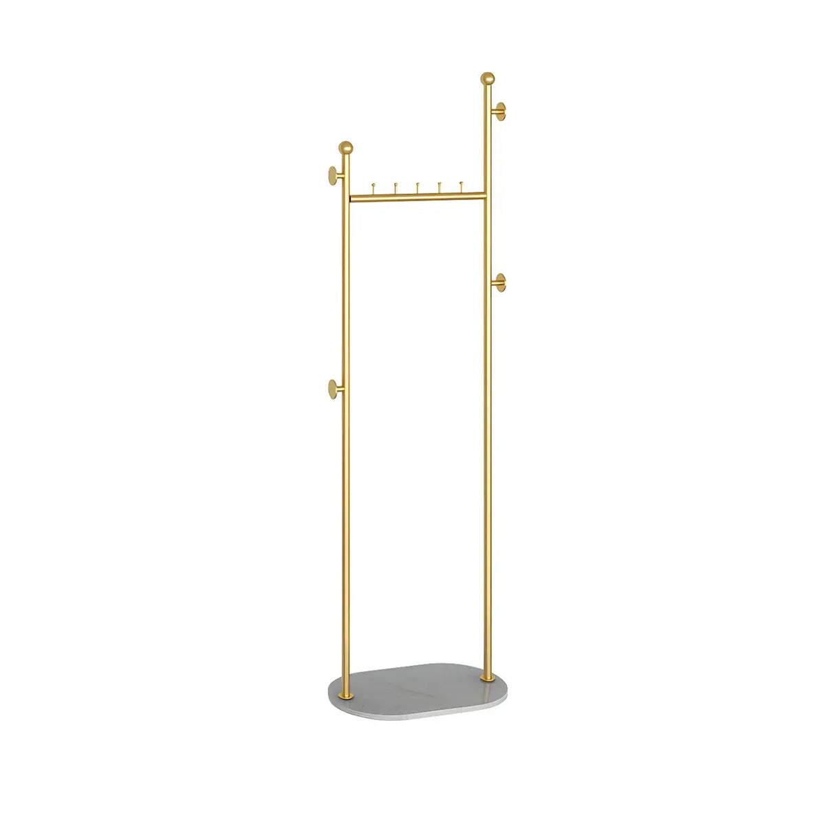 Sleek Metal Gold-White Tall Organizer Coat Rack with Shelf Image - 7