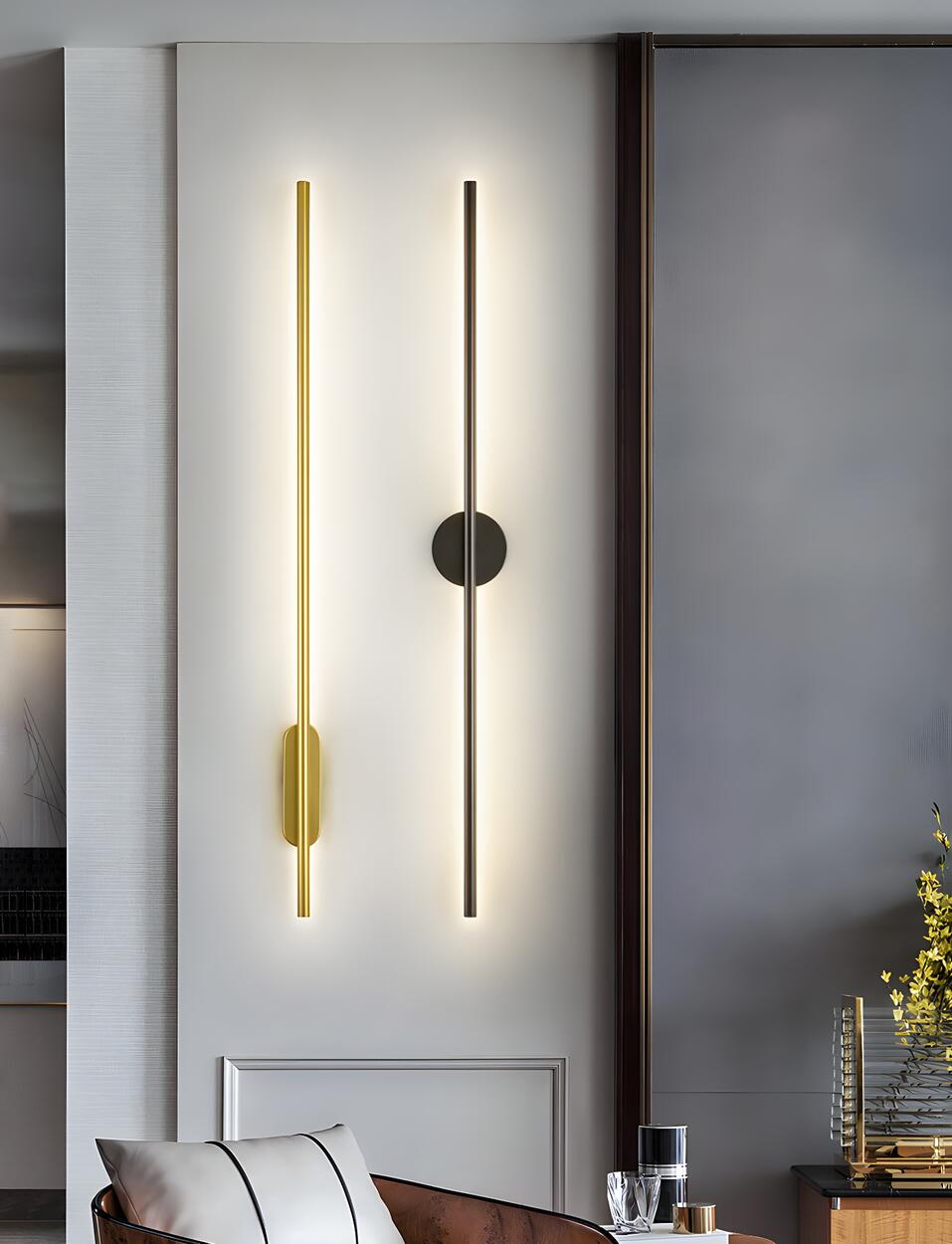 Sleek Modern Long Gold LED Wall Sconce Lights Image - 13