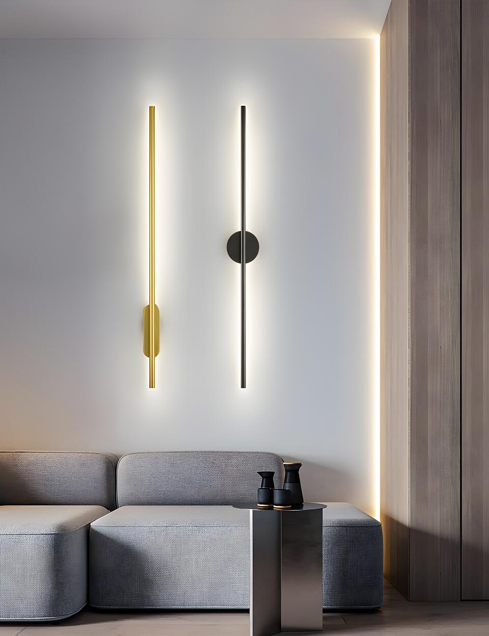 Sleek Modern Long Gold LED Wall Sconce Lights Image - 14