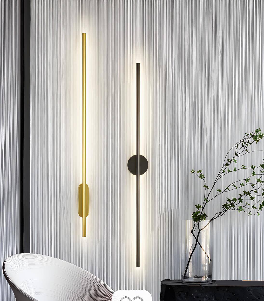 Sleek Modern Long Gold LED Wall Sconce Lights Image - 15