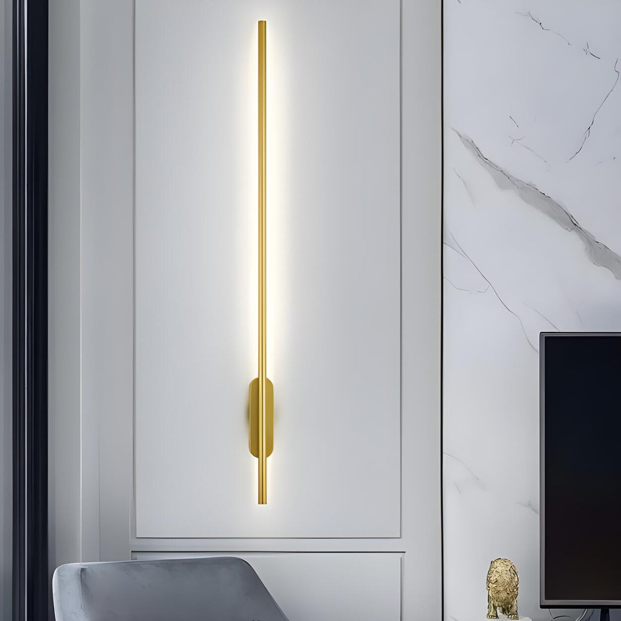 Sleek Modern Long Gold LED Wall Sconce Lights Image - 17