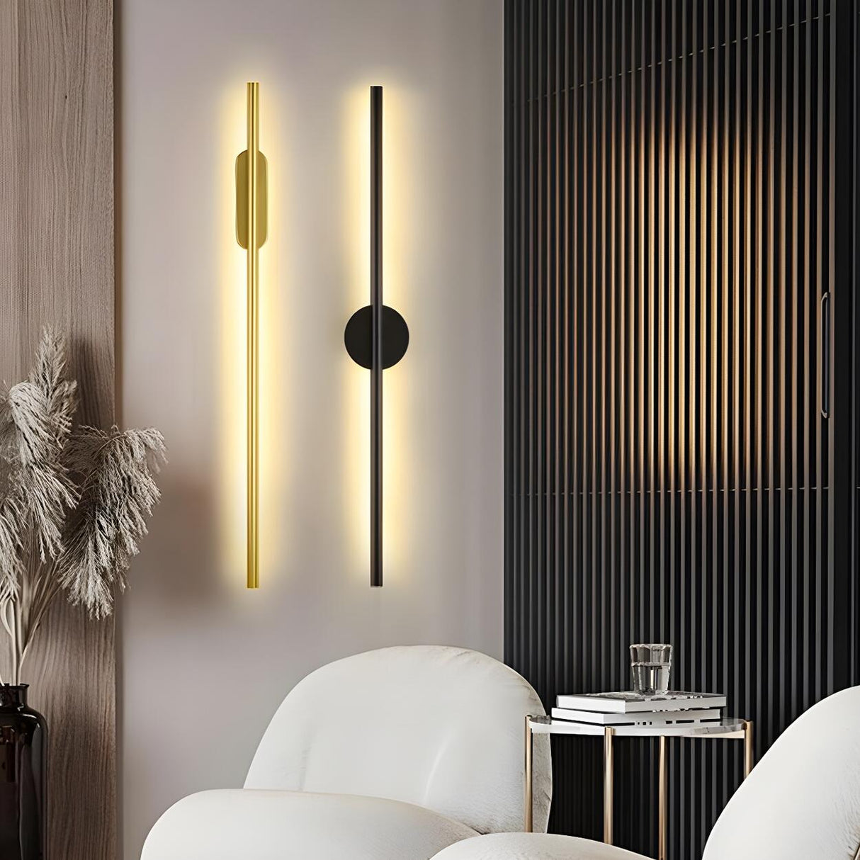 Sleek Modern Long Gold LED Wall Sconce Lights Image - 4