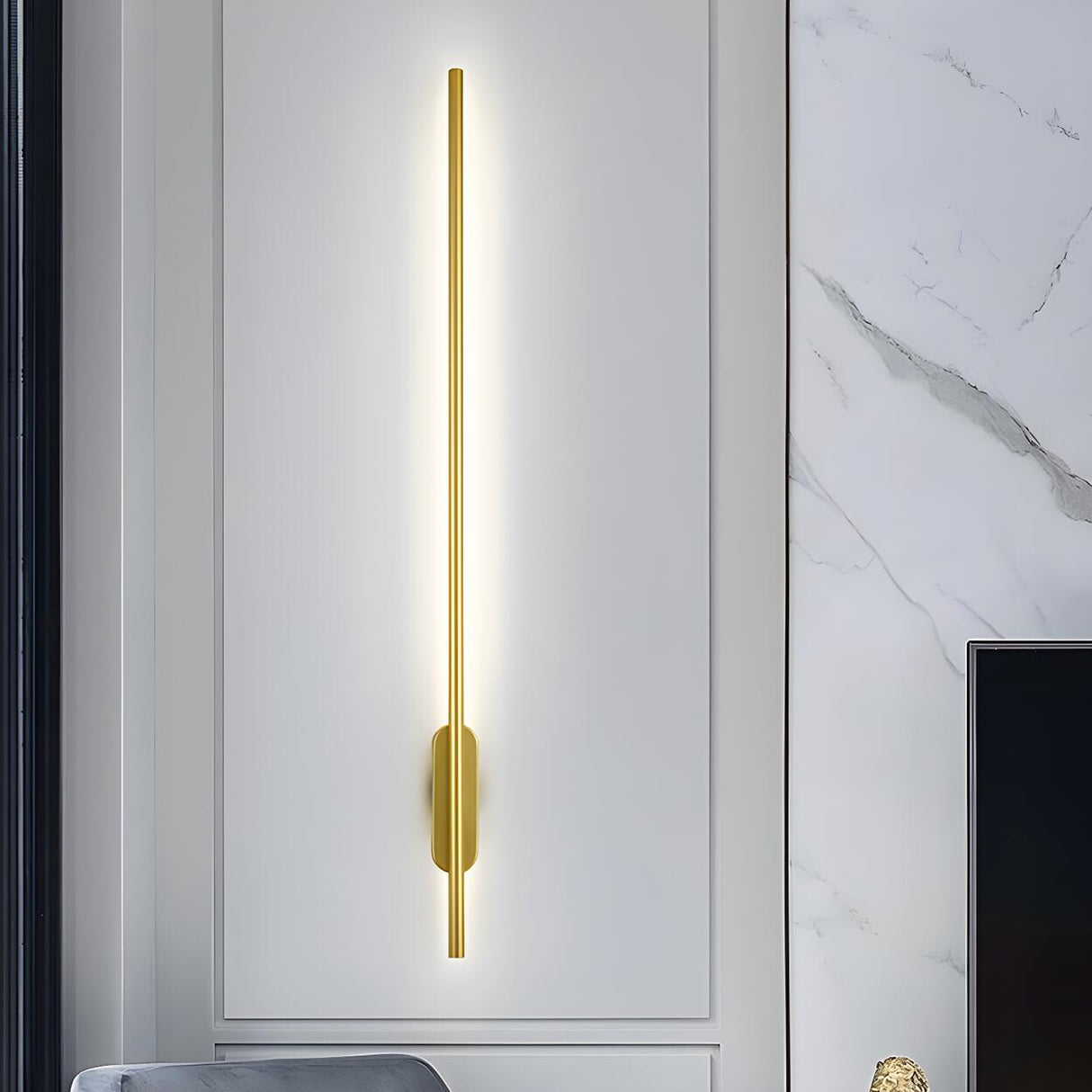 Sleek Modern Long Gold LED Wall Sconce Lights Image - 5