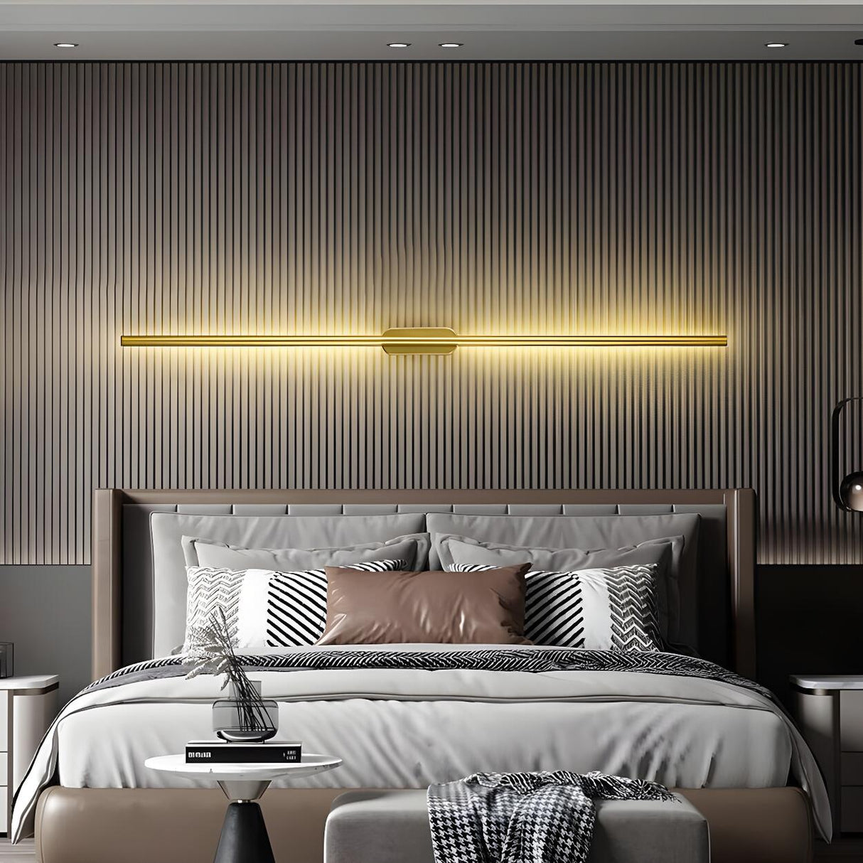 Sleek Modern Long Gold LED Wall Sconce Lights Image - 6