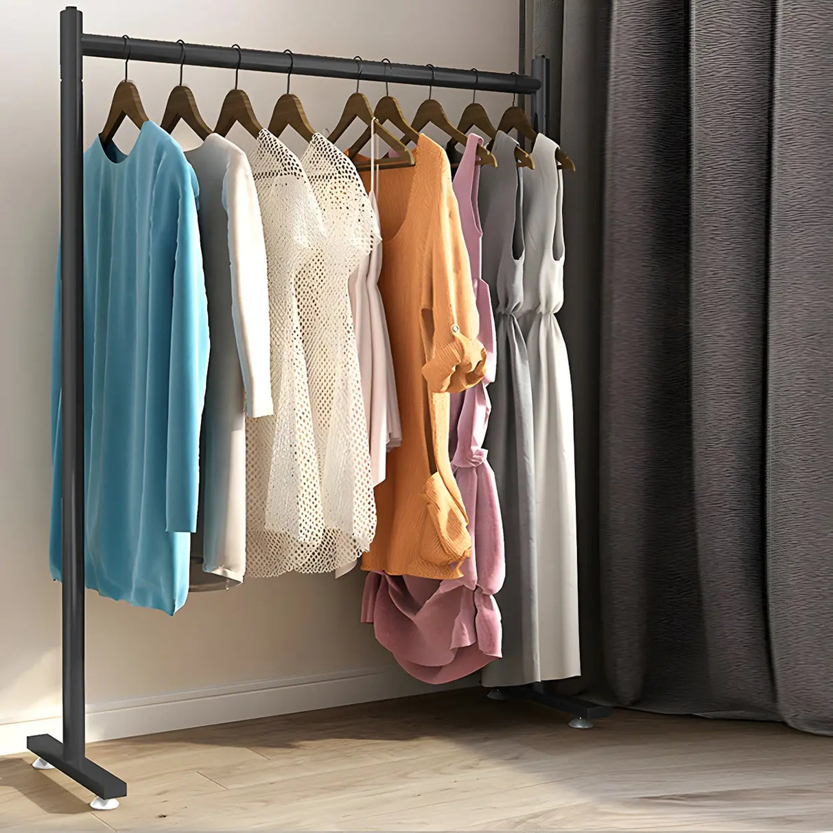 Sleek Modern Metal Gold Freestanding Bedroom Coat Rack Image - 4