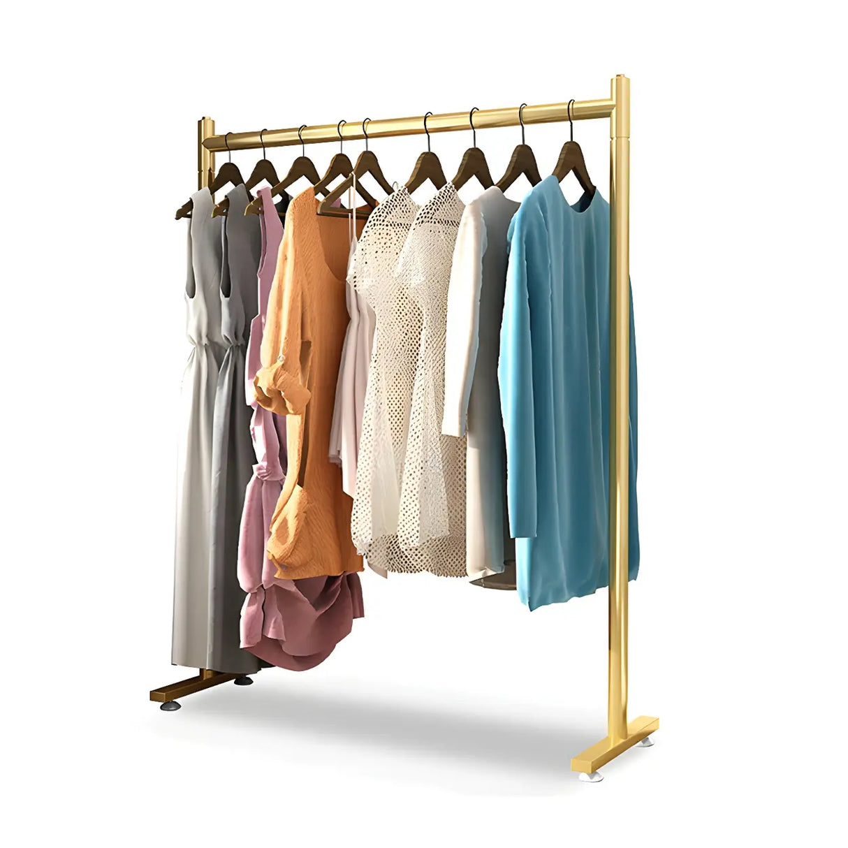 Sleek Modern Metal Gold Freestanding Bedroom Coat Rack Image - 5