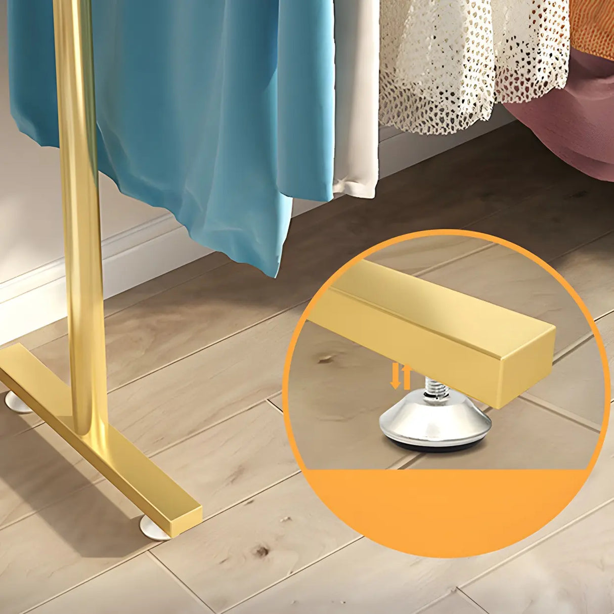 Sleek Modern Metal Gold Freestanding Bedroom Coat Rack Image - 6