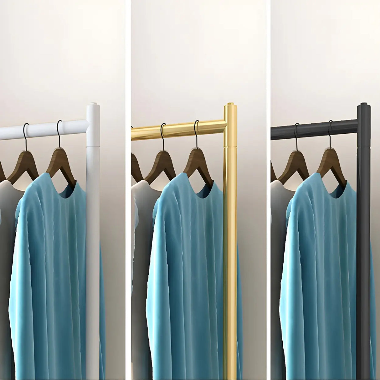 Sleek Modern Metal Gold Freestanding Bedroom Coat Rack Image - 8