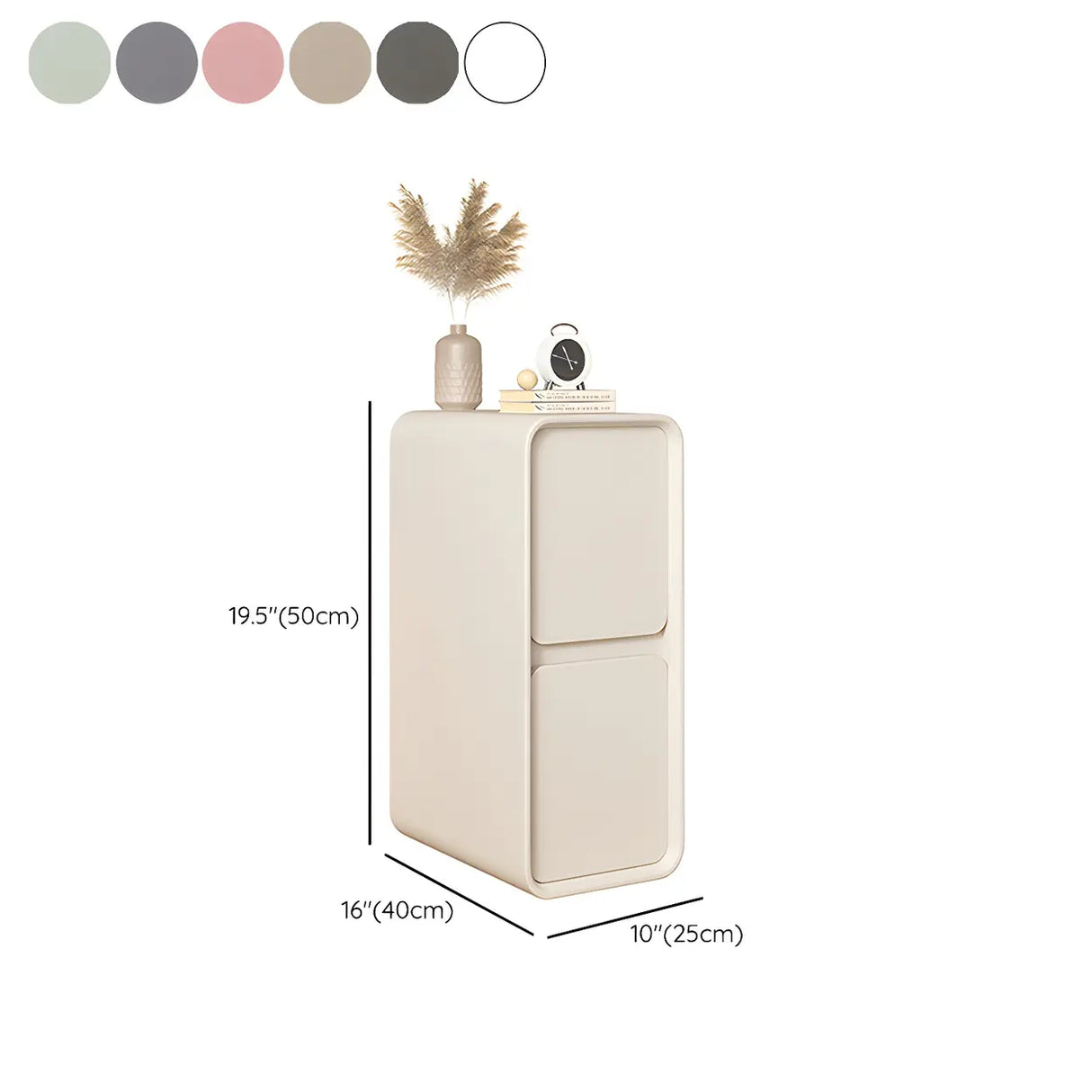 Sleek Rectangular Faux Leather Beige Storage Nightstand Image - 19