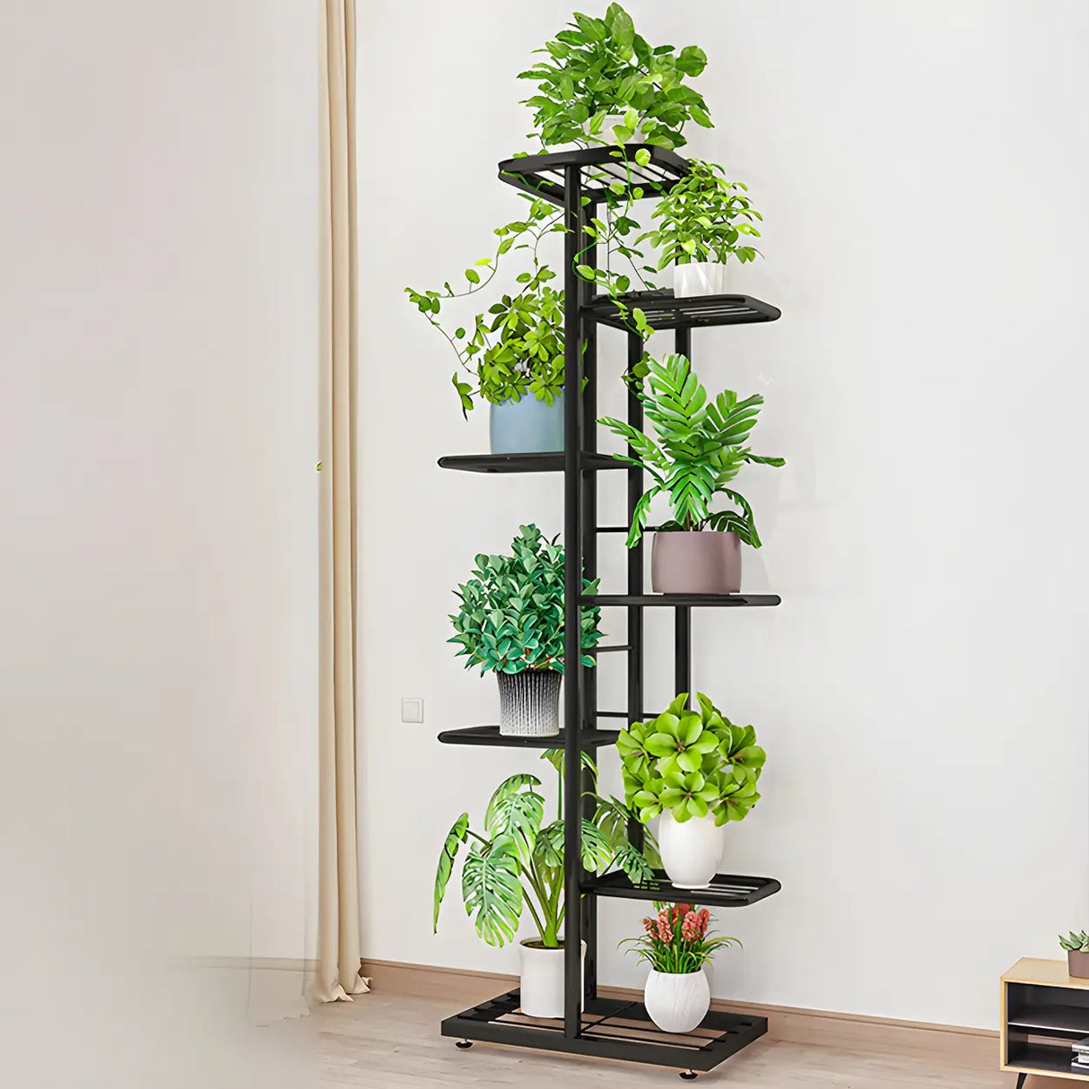 Sleek Stain-Resistant Metal White Multi-Tier Plant Stand Image - 19