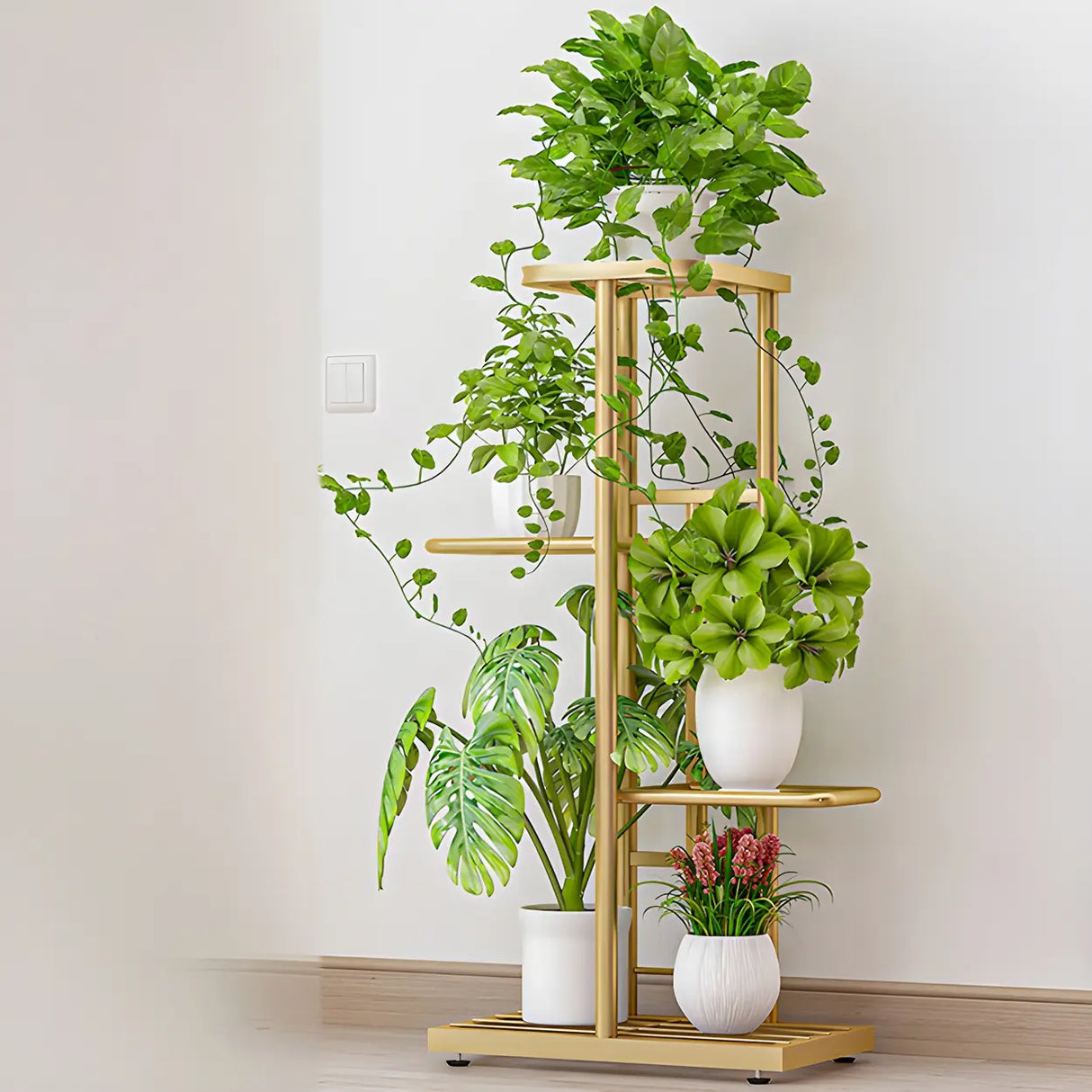 Sleek Stain-Resistant Metal White Multi-Tier Plant Stand Image - 22