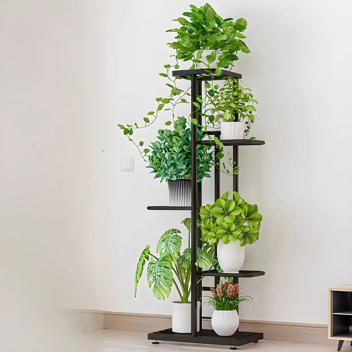 Sleek Stain-Resistant Metal White Multi-Tier Plant Stand Image - 23