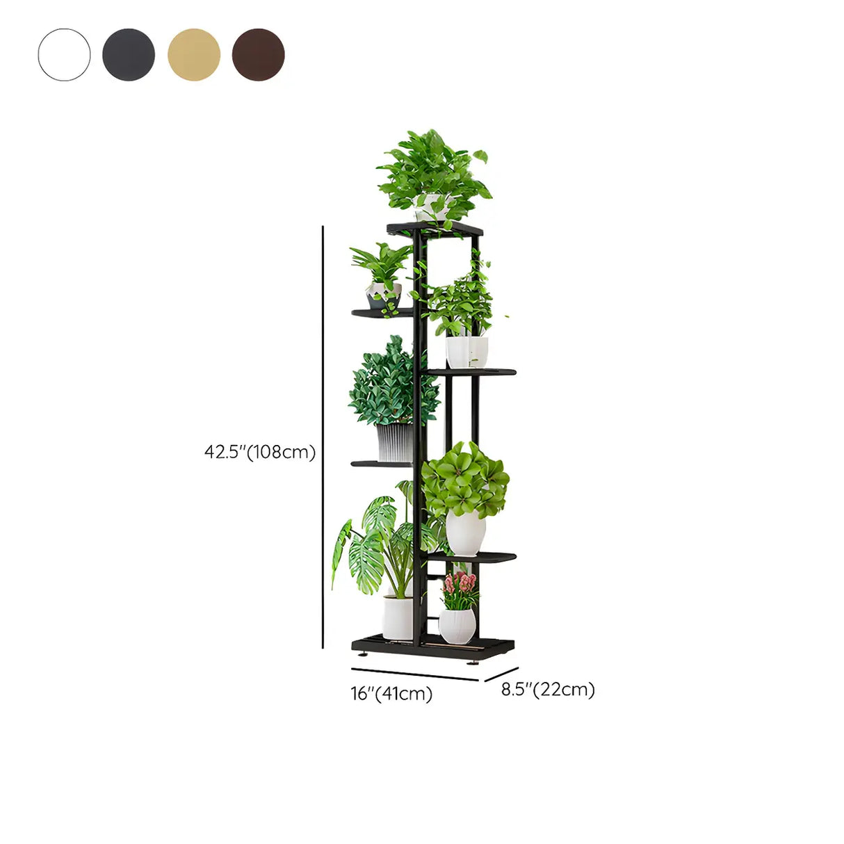 Sleek Stain-Resistant Metal White Multi-Tier Plant Stand Image - 33
