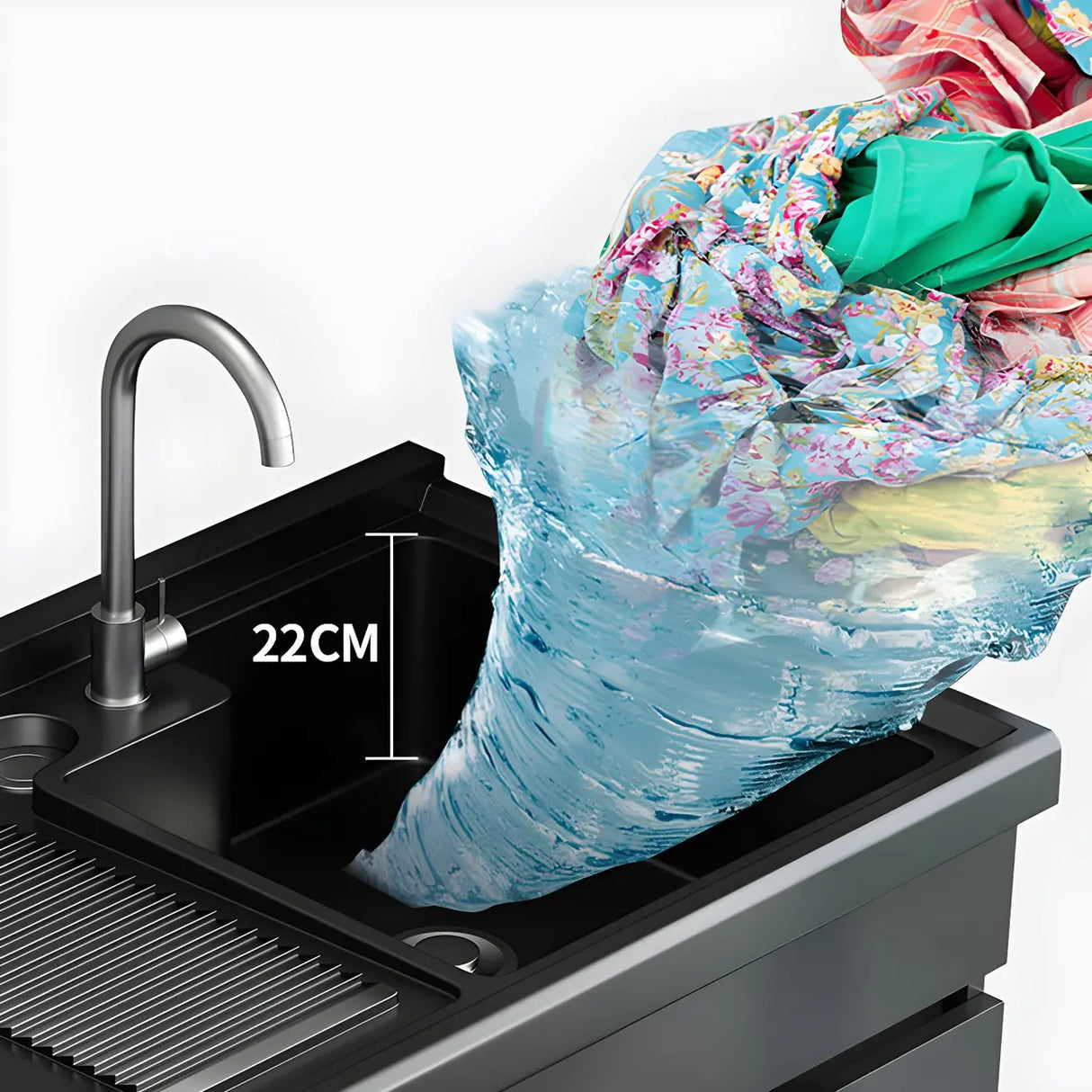 Sleek Stainless Steel Free-standing Bathroom Vanity Cabinet Image - 12