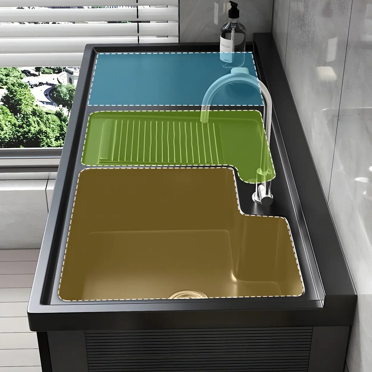 Sleek Stainless Steel Free-standing Bathroom Vanity Cabinet Image - 17