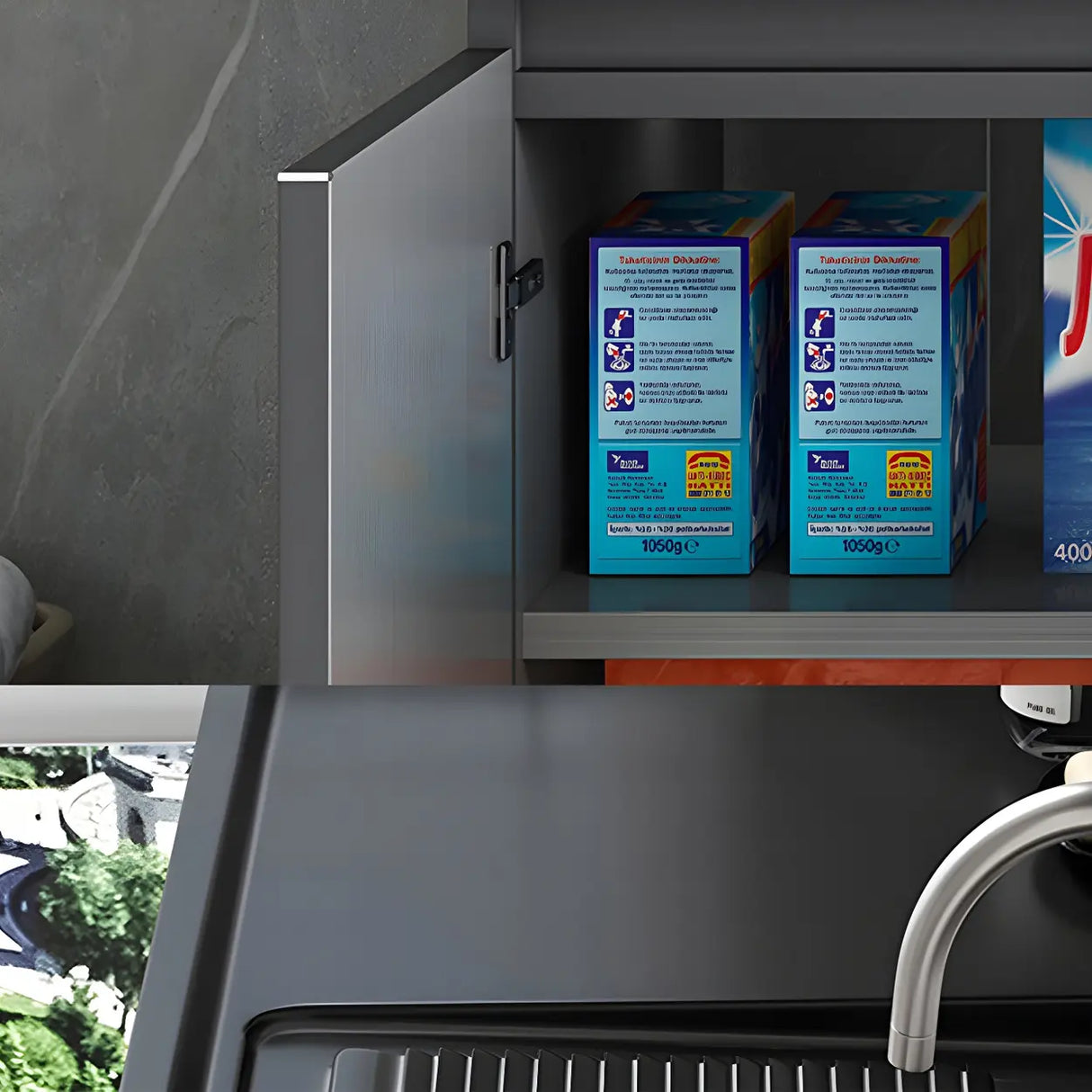 Sleek Stainless Steel Free-standing Bathroom Vanity Cabinet Image - 18