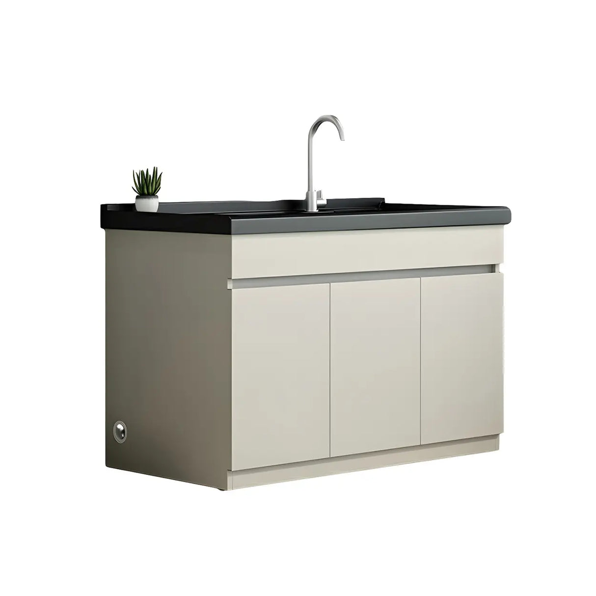 Sleek Stainless Steel Free-standing Bathroom Vanity Cabinet Image - 20
