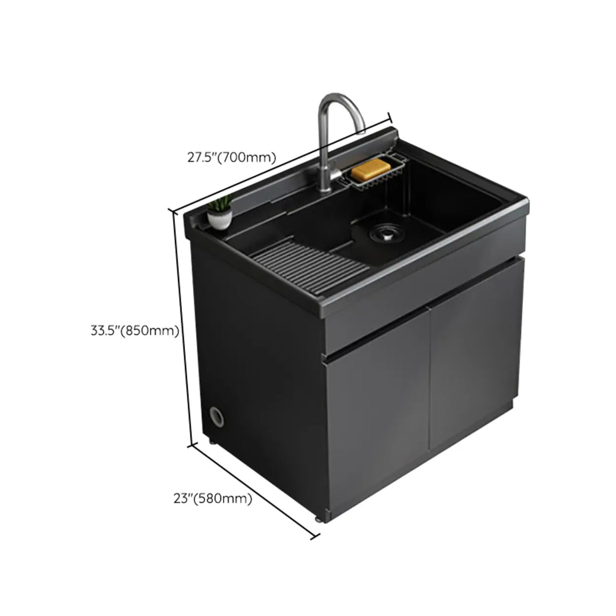 Sleek Stainless Steel Free-standing Bathroom Vanity Cabinet Image - 23