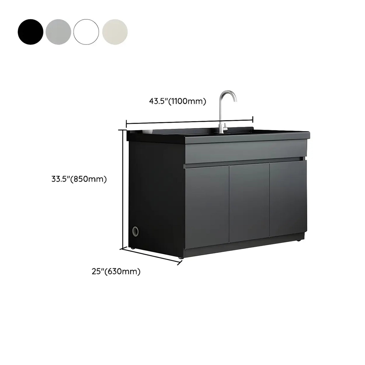 Sleek Stainless Steel Free-standing Bathroom Vanity Cabinet Image - 27