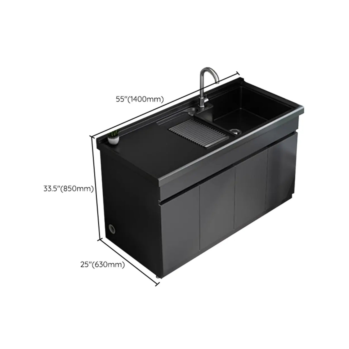 Sleek Stainless Steel Free-standing Bathroom Vanity Cabinet Image - 30