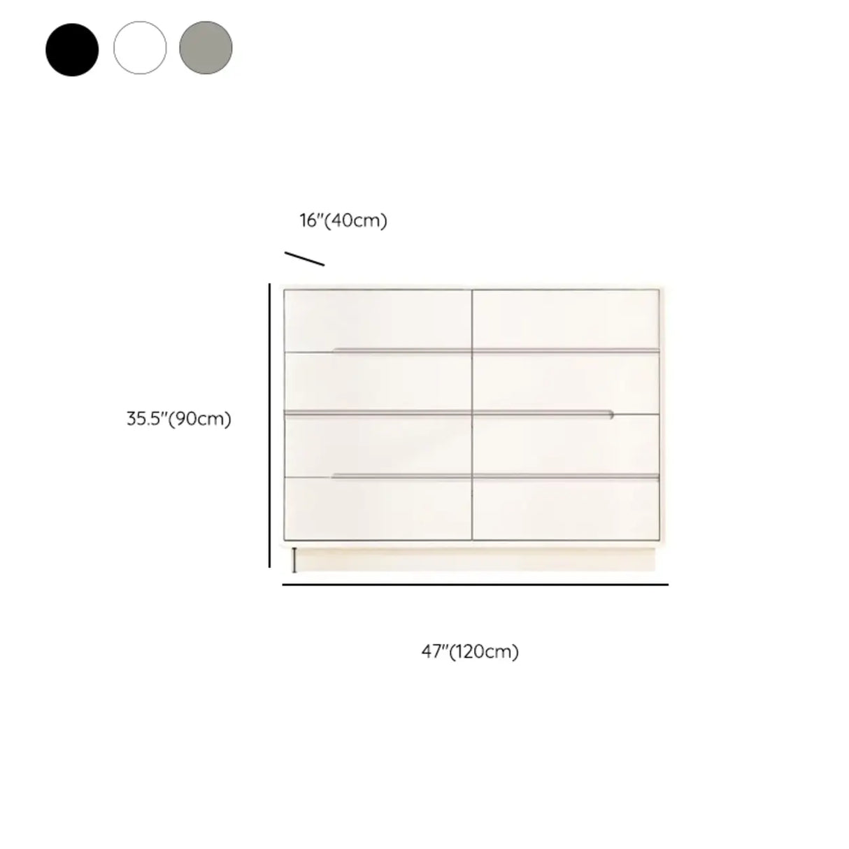 Sleek White Finish Wood 8-Drawer Storage Dresser Image - 18