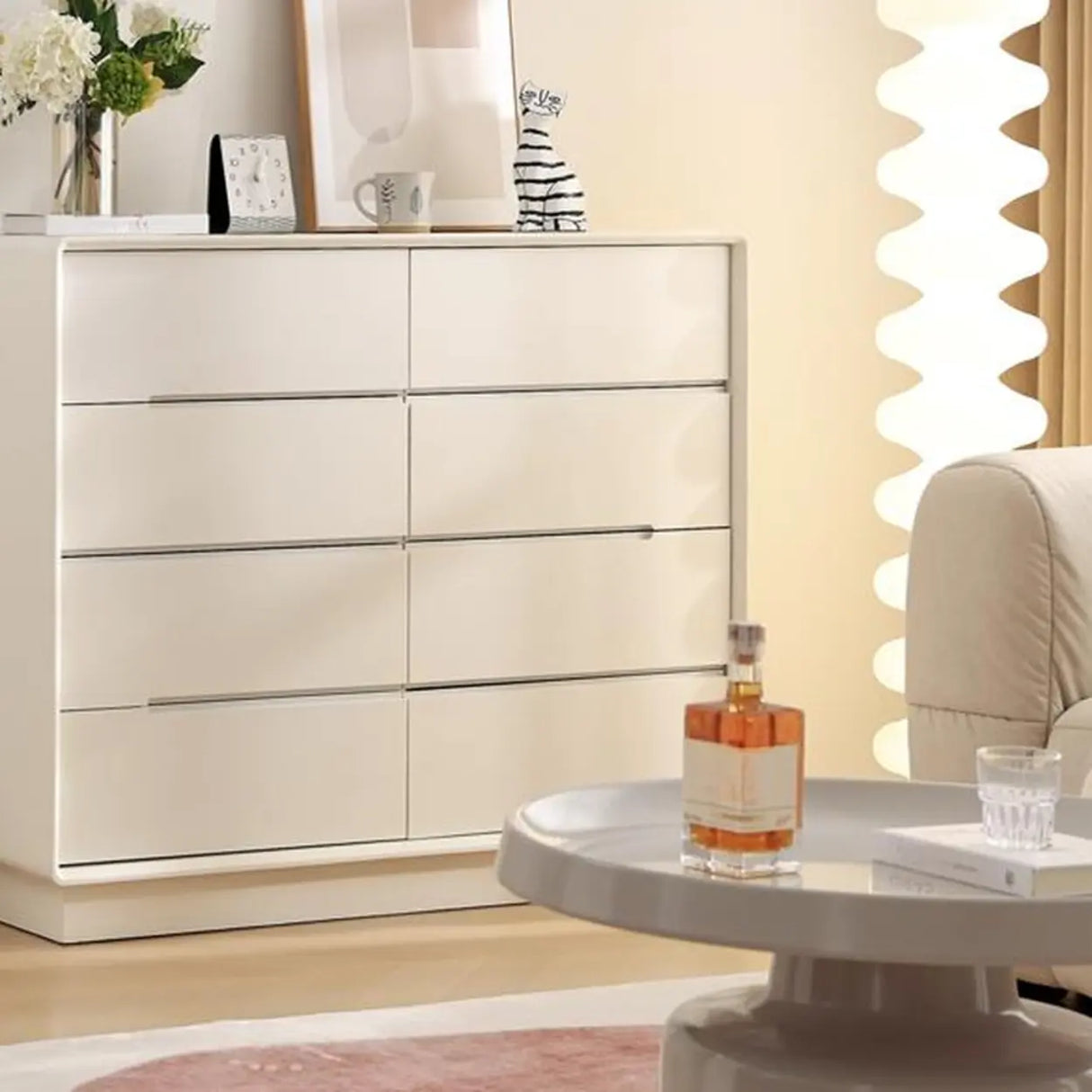 Sleek White Finish Wood 8-Drawer Storage Dresser Image - 1