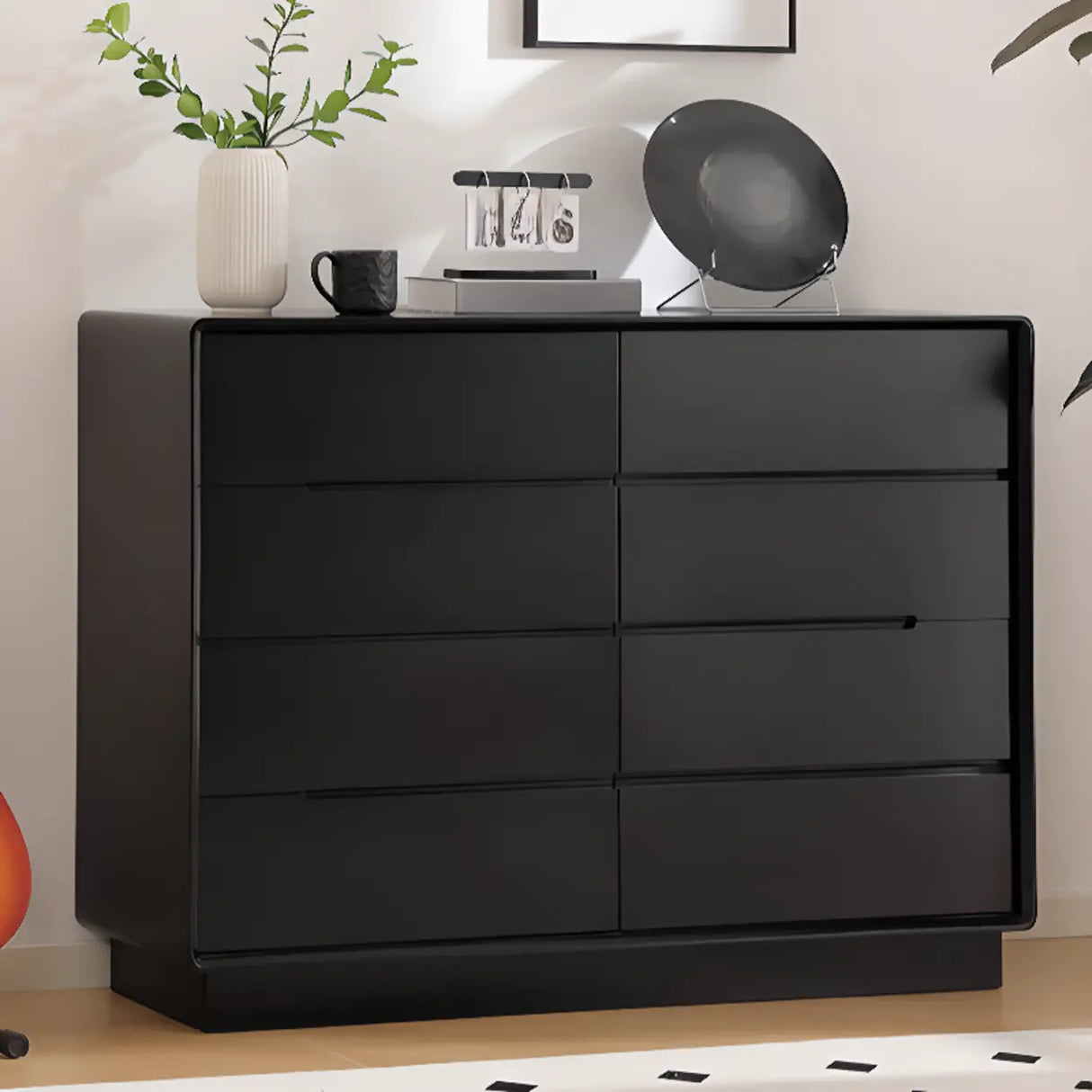 Sleek White Finish Wood 8-Drawer Storage Dresser Image - 4