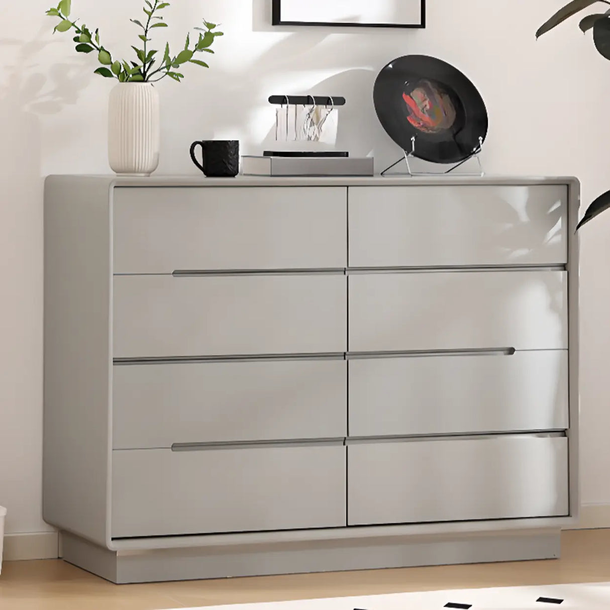 Sleek White Finish Wood 8-Drawer Storage Dresser Image - 6