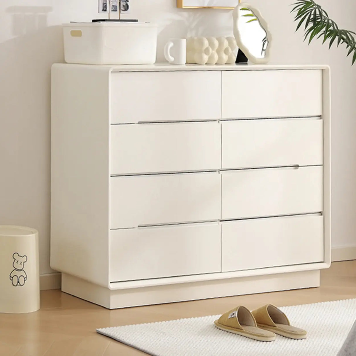 Sleek White Finish Wood 8-Drawer Storage Dresser Image - 8