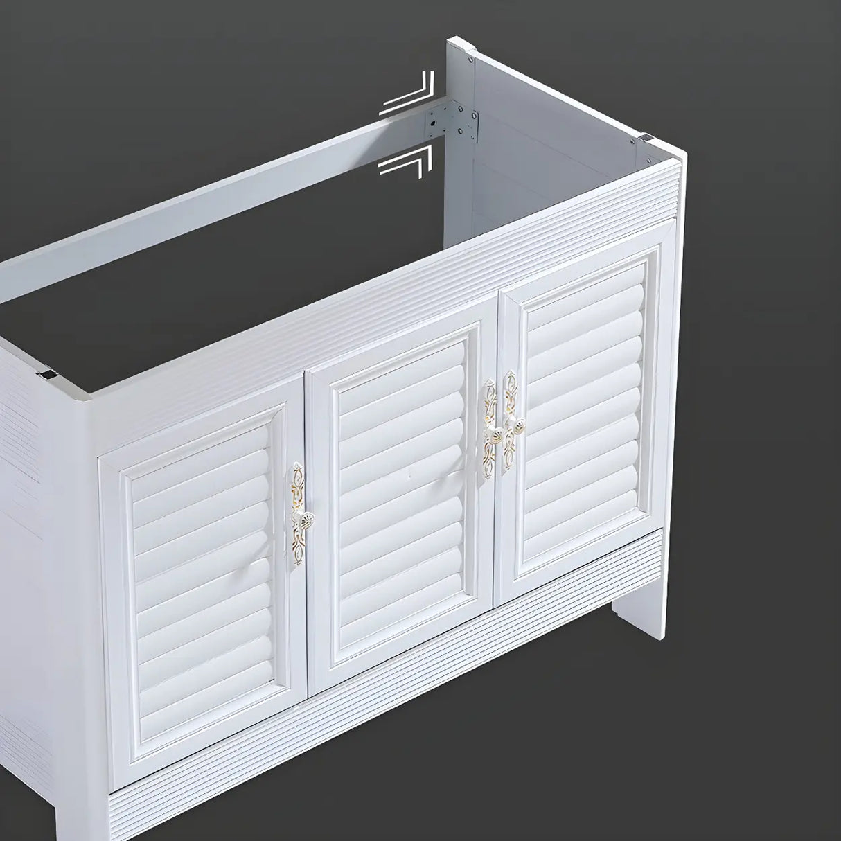 Sleek White Freestanding Sink Glam Bath Vanity with Doors Image - 16