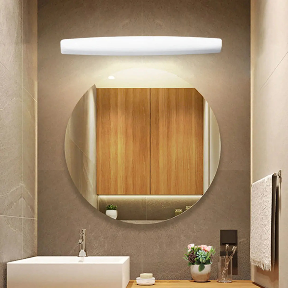 Sleek White Linear LED Bathroom Vanity Wall Light Image - 2
