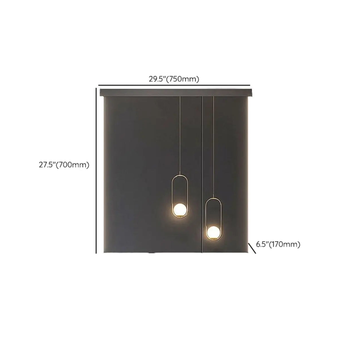 Sleek Wood Rectangular Black Frameless Medicine Cabinet