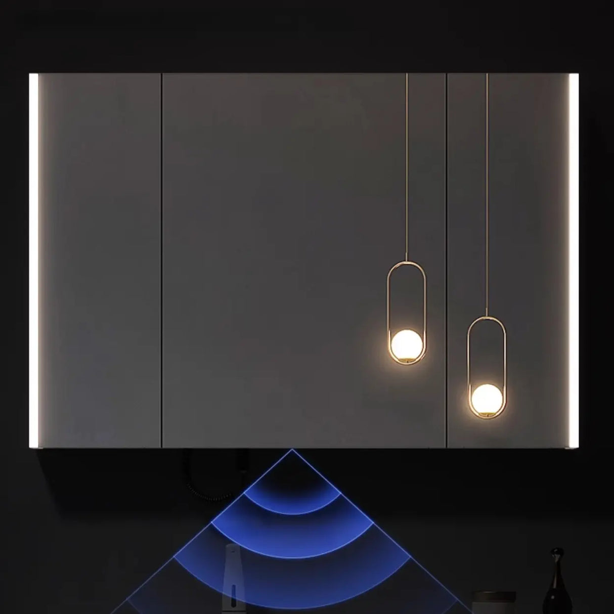 Sleek Wood Rectangular Black Frameless Medicine Cabinet Image - 10